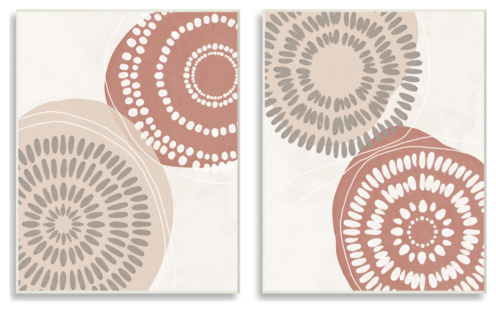 Geometric Mandala Ink Drops Boho Circular Doodle, 2pc, each 10 x 15