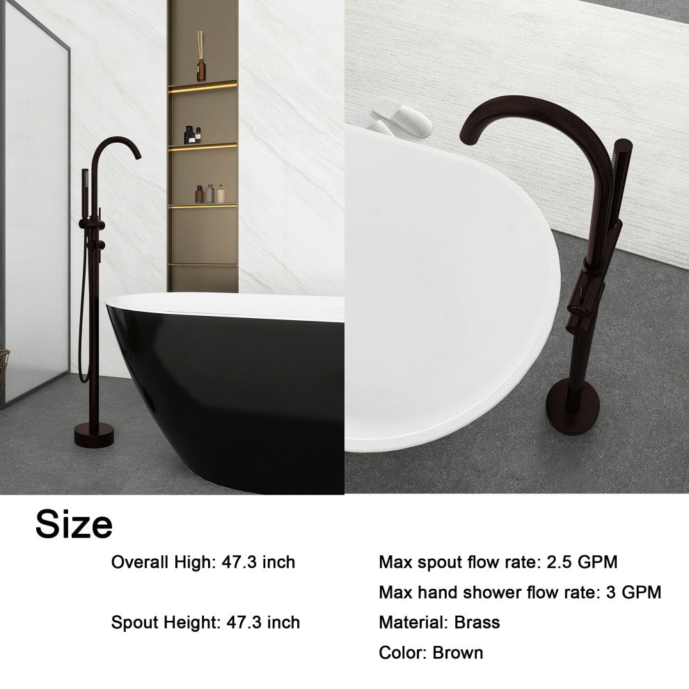 Freestanding Double Handle Clawfoot Tub Faucet, Brown