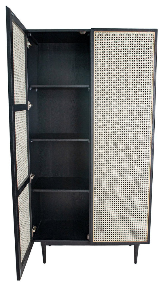 Cane Bookcase With Full Doors