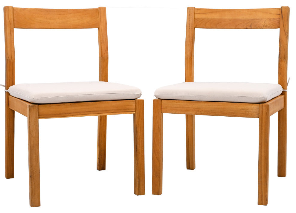 Safavieh Couture Indoor-Outdoor Mayaguana Teak Dining Chair, Natural/White