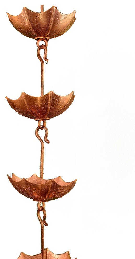 Umbrella Copper Rain Chain Wtih Installation Kit, 13''