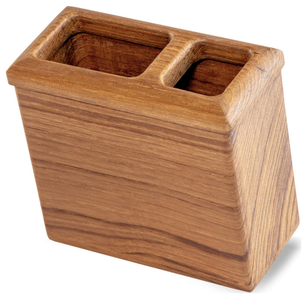 Traditional Solid Teak Rectangular Toothbrush Holder