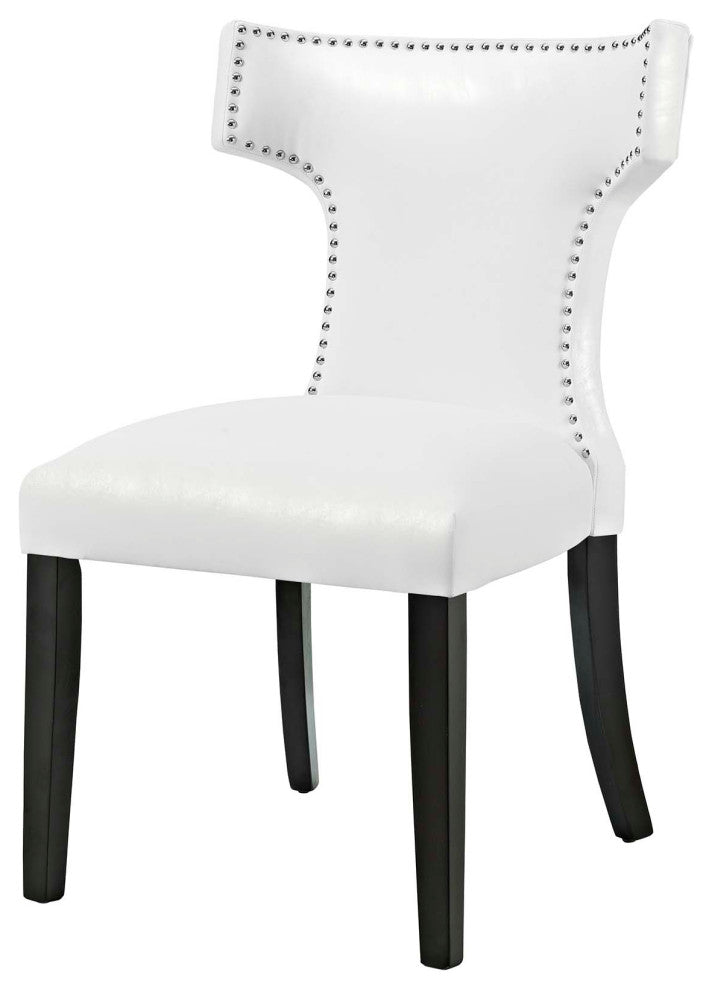 Side Dining Chair, Set of 2, Faux Leather, White, Modern, Cafe Bistro Restaurant