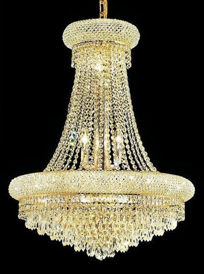 Elegant Primo Dining Room Light, Gold Finish With Royal Cut Crystal
