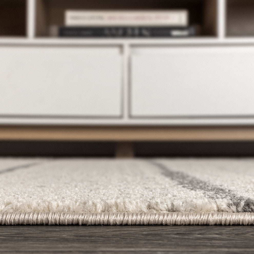 Williamsburg Minimalist Stripe Rug, Cream/Gray, 5 X 8