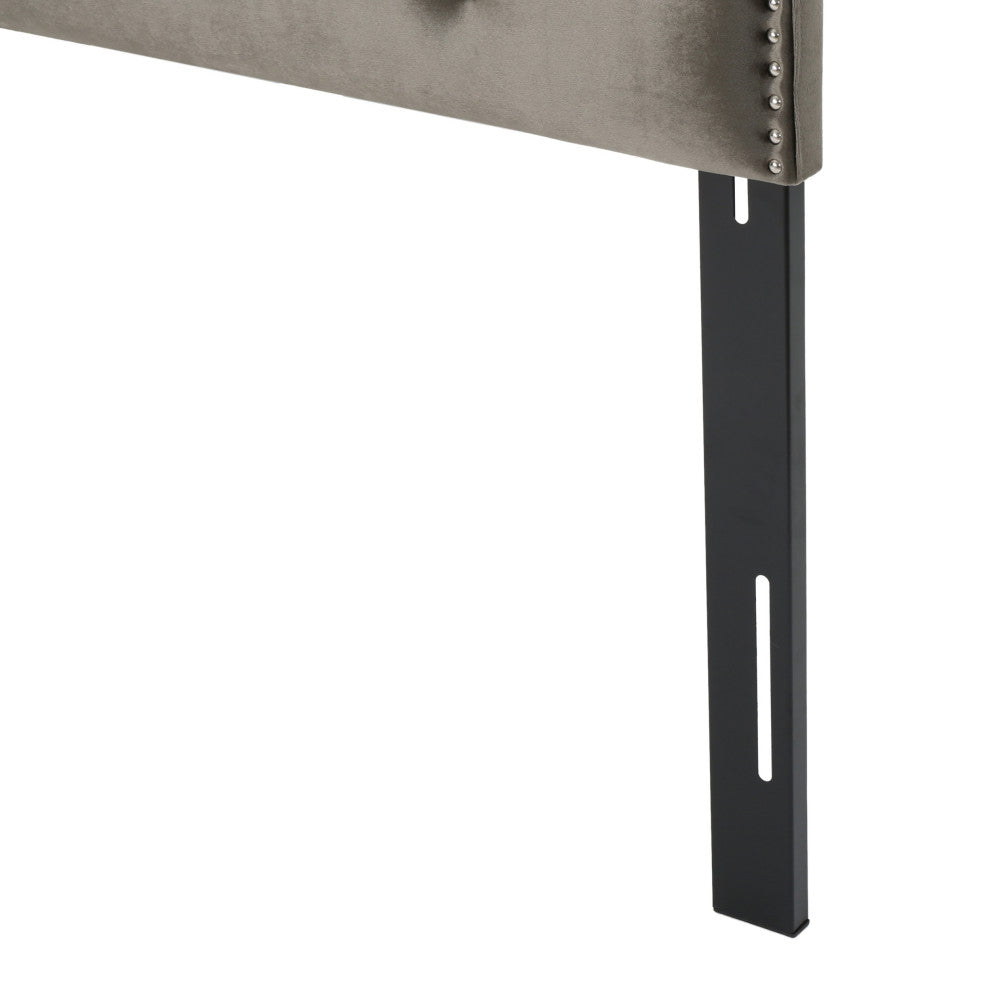 GDF Studio Falcon Tufted New Velvet Queen/Full Headboard, Gray