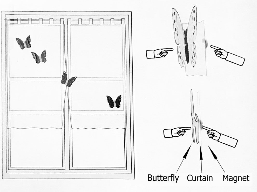 Acrylic Butterfly With Magnet Azure Set of 3 Pink