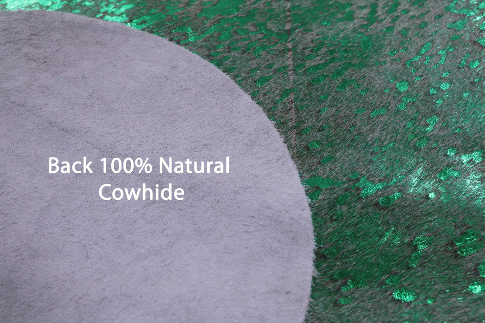 Green Metallic Cowhide Rug 7' 4" X 6' 6" C2123