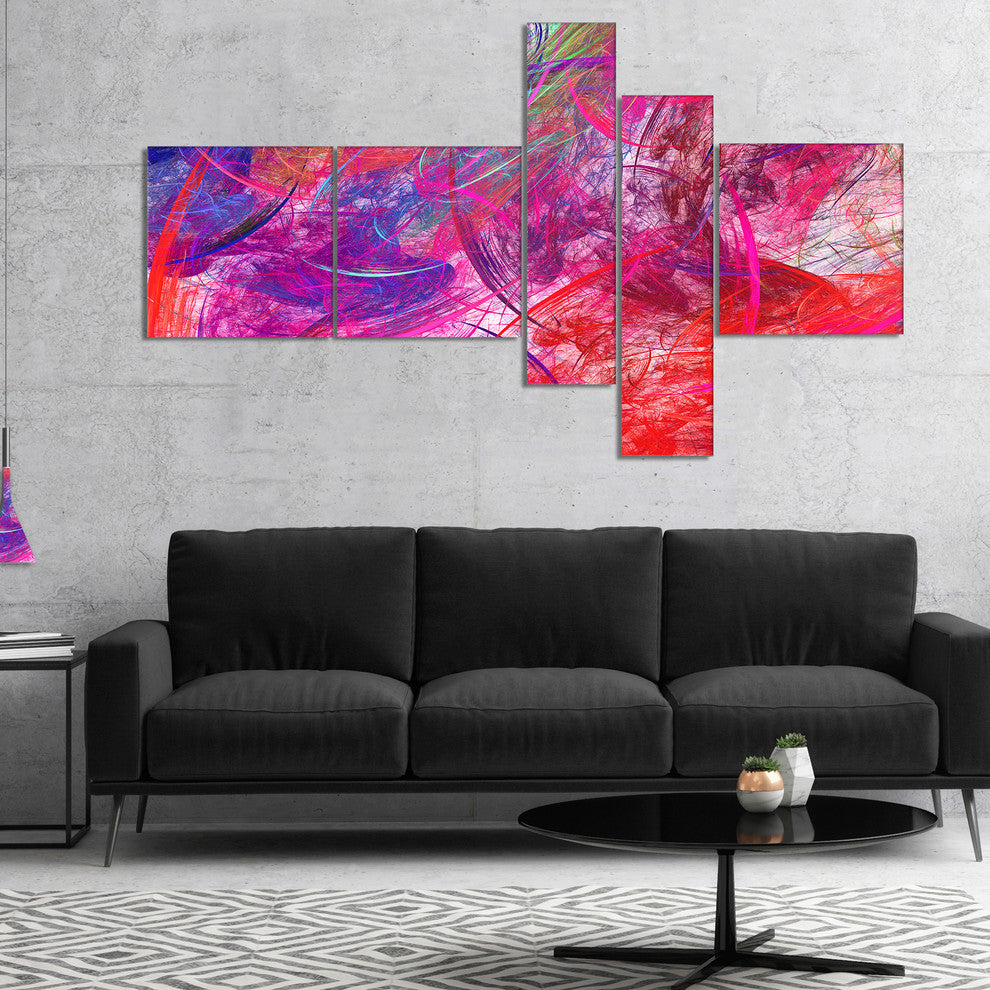 Red Swirling Clouds, Abstract Canvas art print, 60"x32", 5 panels
