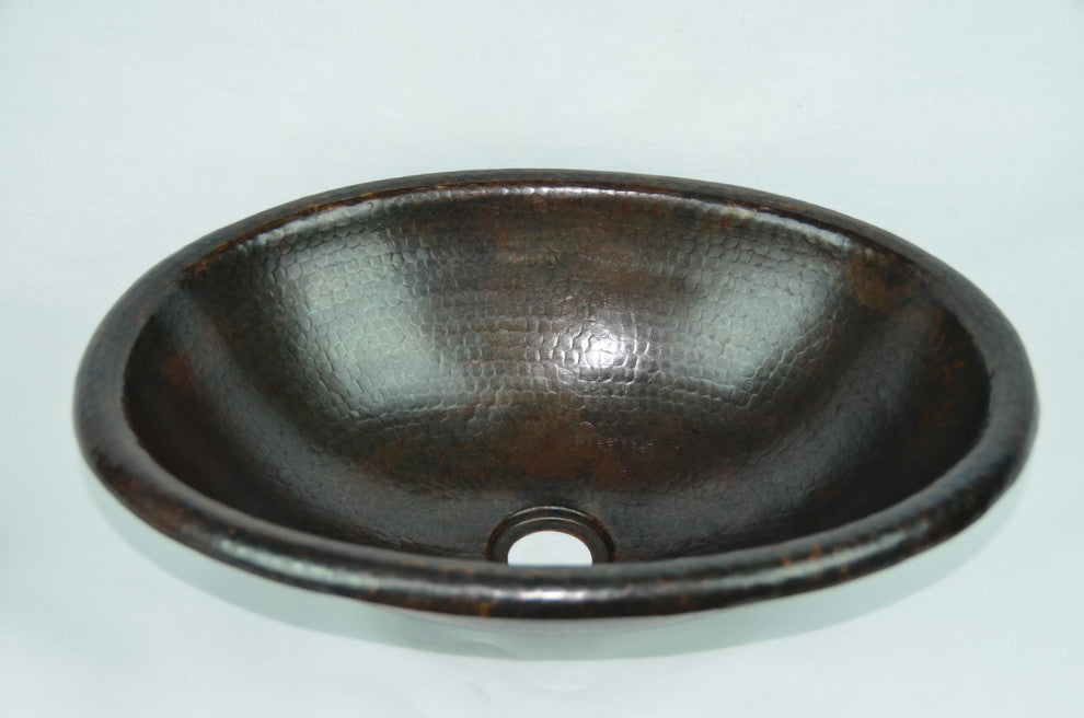 Oval 16" Top Mount Hand Made Copper Sink