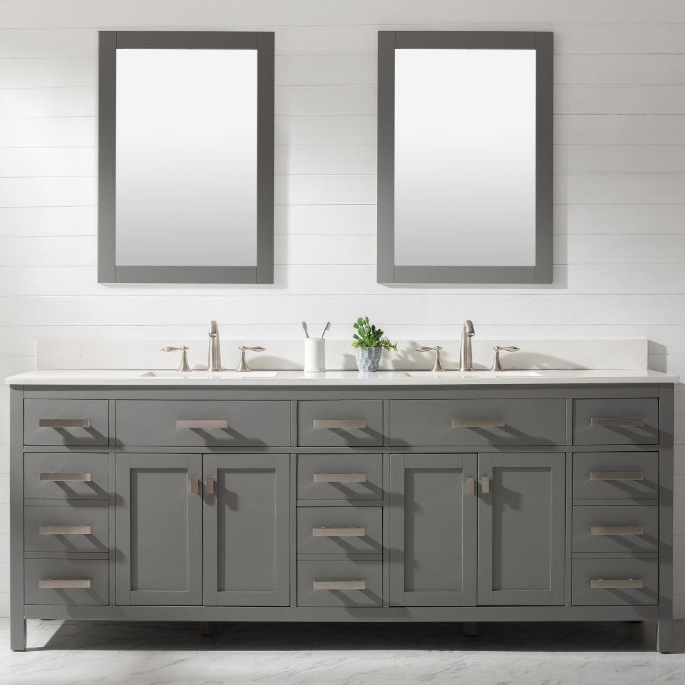 Design Element Valentino 84" Gray Double Rectangular Sink Vanity