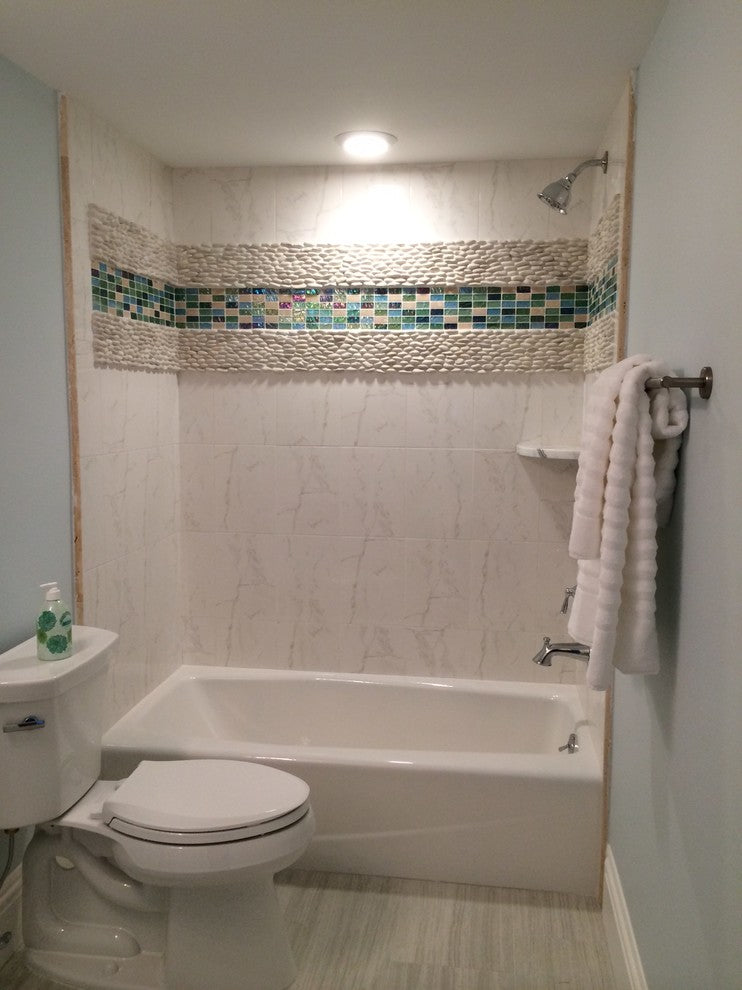 Premium White Pebble Tile - Natural Stone for Walls & Backsplashes, 6x12