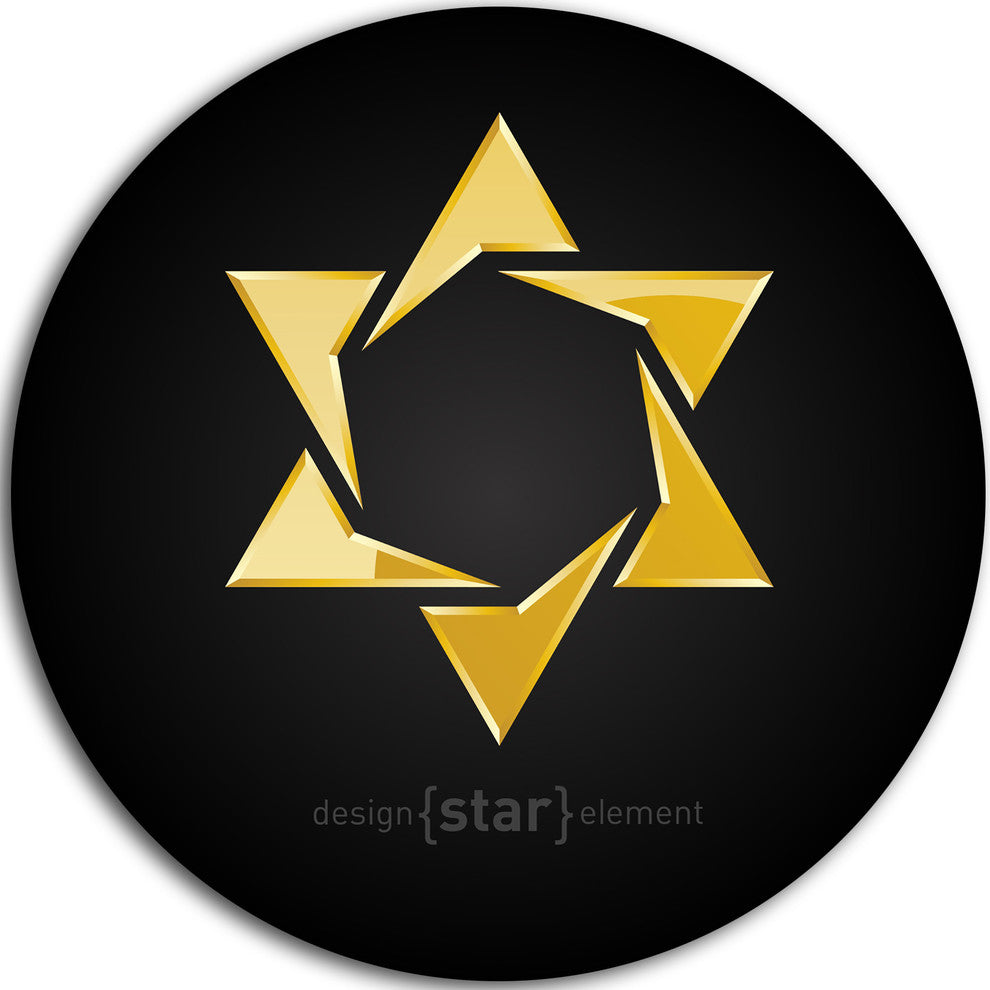 Luxury Golden Star, Modern Digital Large Disc Metal Wall Art, 23"