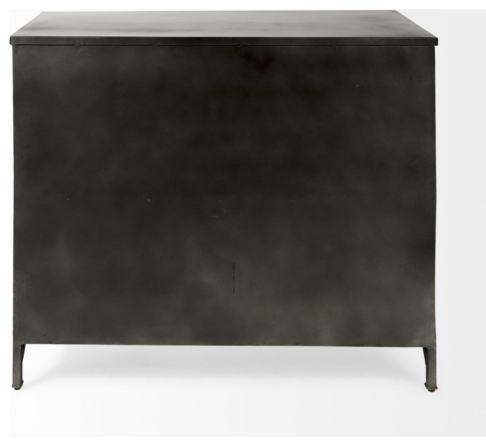 Rustic Black Metal Cabinet With Glass Doors