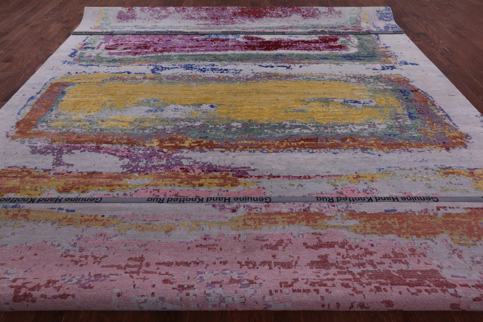 12' 0" X 15' 2" Wool & Silk Abstract Hand-Knotted Rug - Q14858