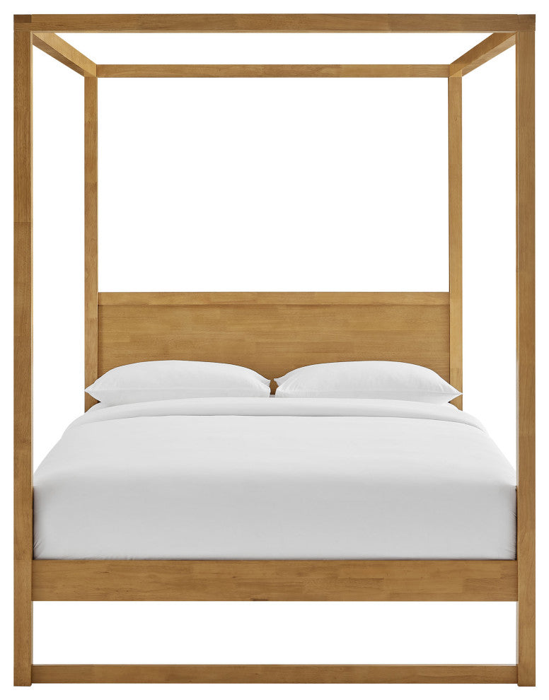 Alva King Wood Canopy Platform Bed, Oak