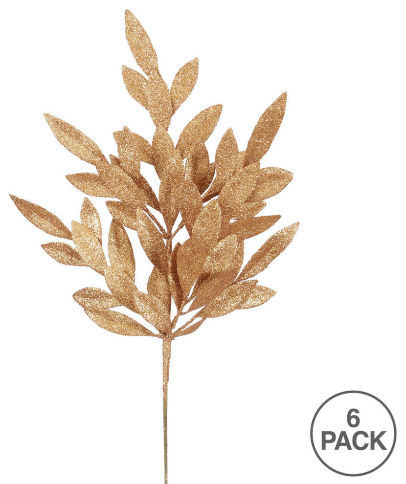 Vickerman L148228 22" Copper Glitter Bay Leaf Artificial Christmas Spray