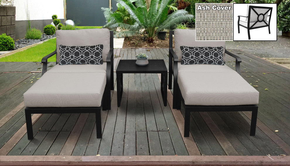 kathy ireland Madison Ave. 5 Piece Aluminum Patio Furniture Set 05b, Truffle