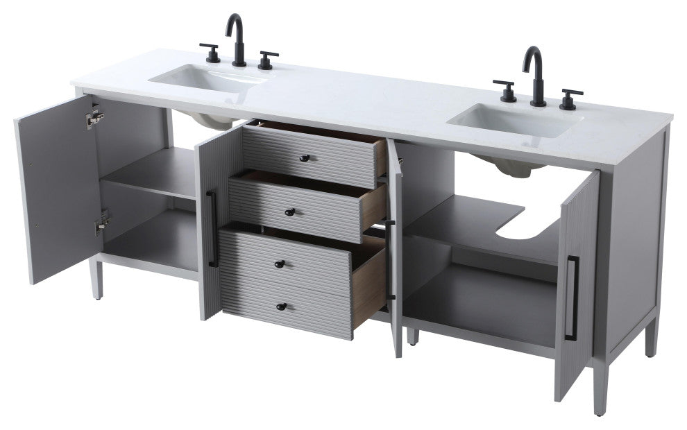Home Living 84" Double Bathroom Vanity, Grey