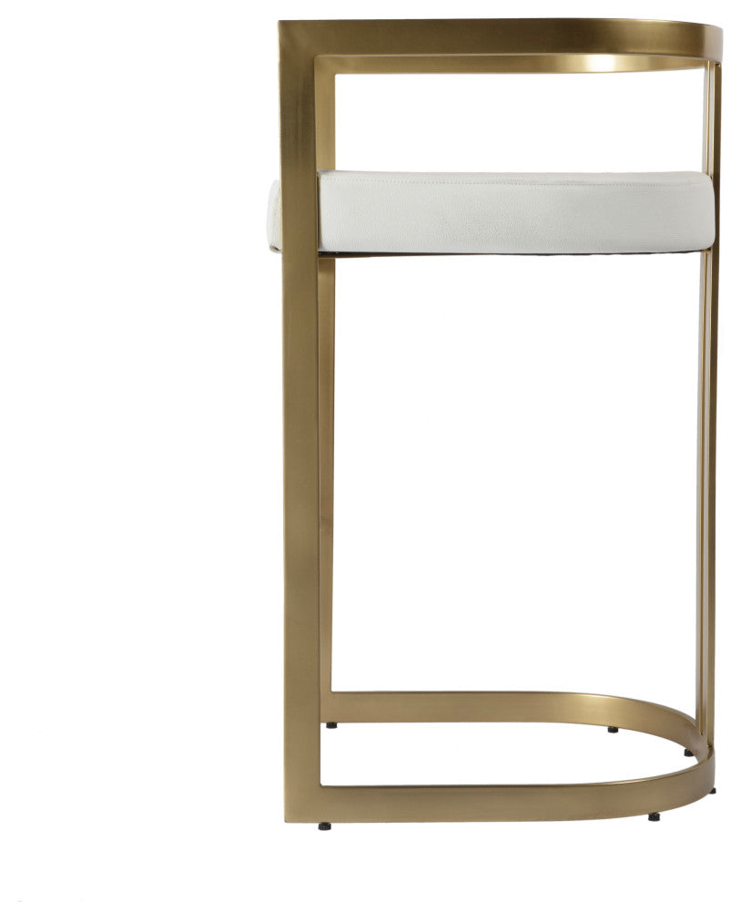 Clarence Faux Leather 35" Barstool, Polished Gold