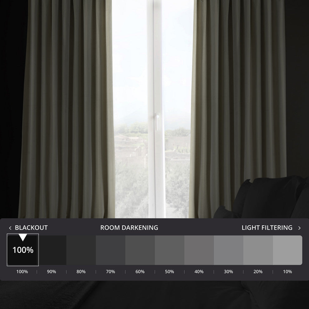 Extra Wide Blackout Velvet Curtain Single Panel, Cool Beige, 100"x96"