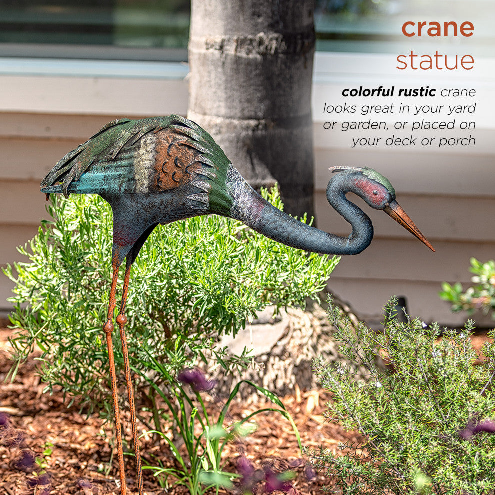 Alpine Crane Stake Statue, 31" Tall
