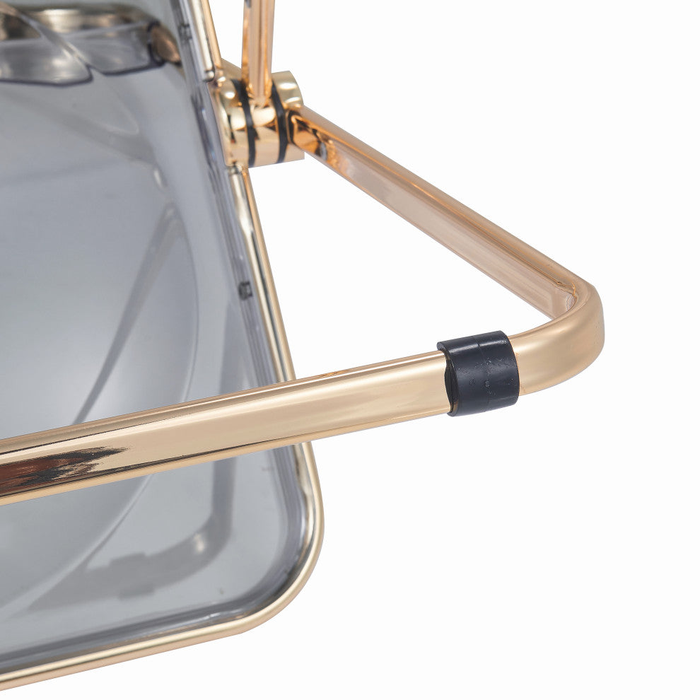 Lawrence Acrylic Folding Chair With Gold Frame, Transparent Black