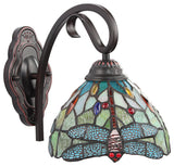 Empress Dragonfly Tiffany-Style 1 Light Wall Sconce 8" Wide