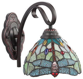 Empress Dragonfly Tiffany-Style 1 Light Wall Sconce 8" Wide