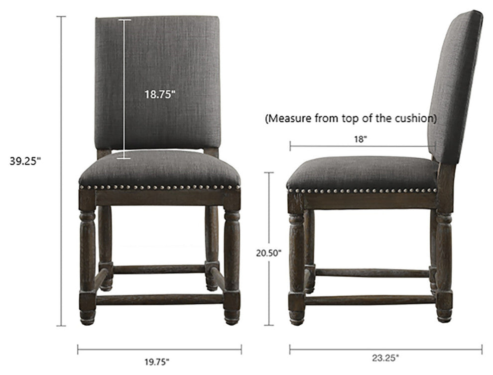 Cirque Rustic Farmhouse Dining Table, Gray, Dining Chair, (Set of 2)