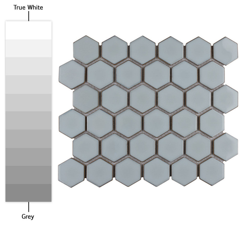Hudson Due 2" Hex Silk White Porcelain Floor and Wall Tile