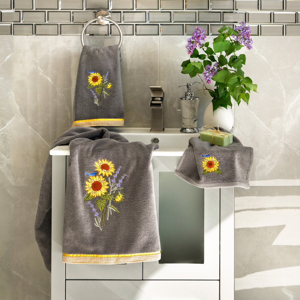 Linum Home Textiles 100% Turkish Cotton GIRASOL 4PC Embellished Towel Set