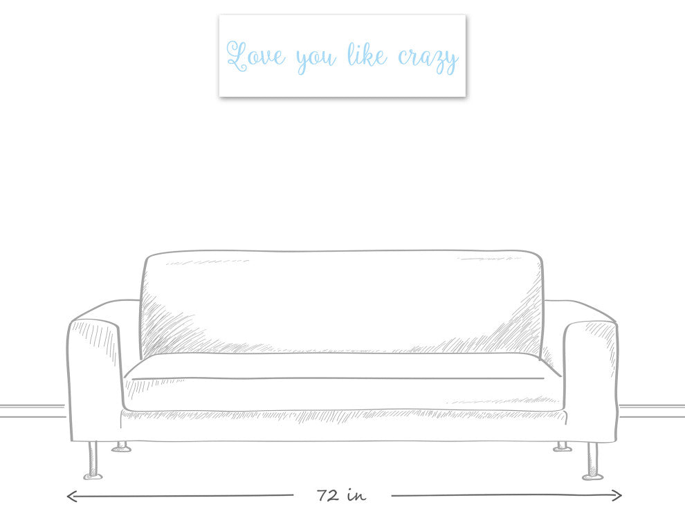 Love You Like Crazy 12"x36" Canvas Wall Art, Blue