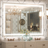 Bathroom Wall Mirror, Frontlit/Backlit, Dimmable, 48"x36"