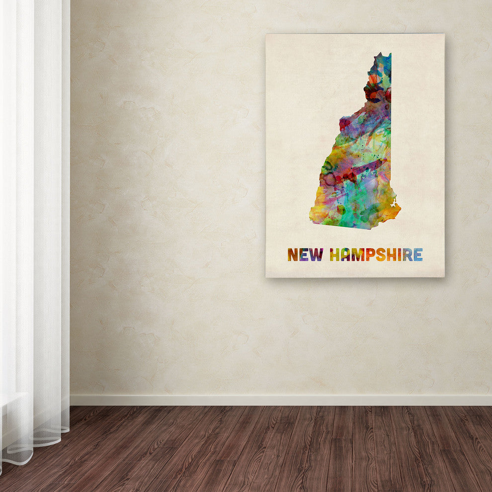 'New Hampshire Map' Canvas Art by Michael Tompsett