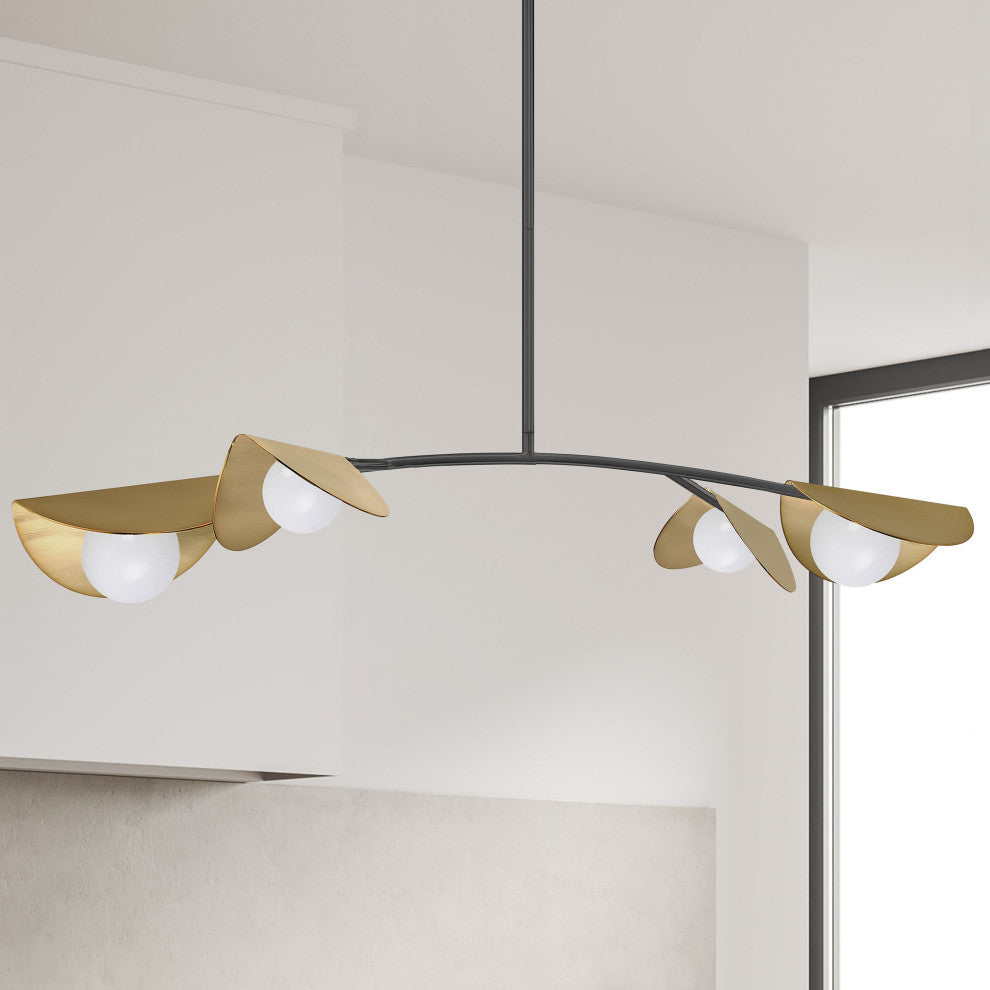 Emma Contemporary 4 Light Matte Black White Metal Pendant