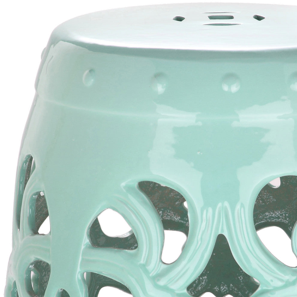Safavieh Imperial Vine Garden Stool, Light Blue