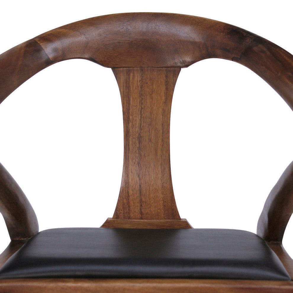 Isosceles Dining Guest Chair Solid Walnut Black Leather Seat MCM