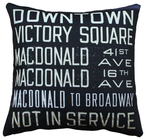 Pillow Decor - Vancouver Bus Scroll 20 x 20 Throw Pillow