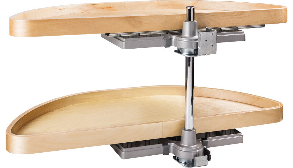 35" Half-Moon Lazy Susan Set with Wood Trays