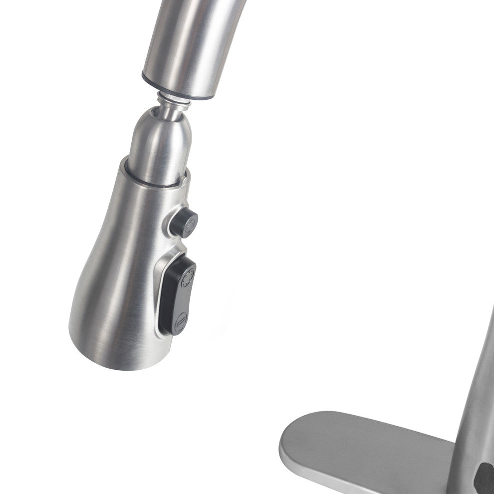 Single Handle Deck Mounted High Arc Pull Down Touchless Kitchen Faucet, Brushed