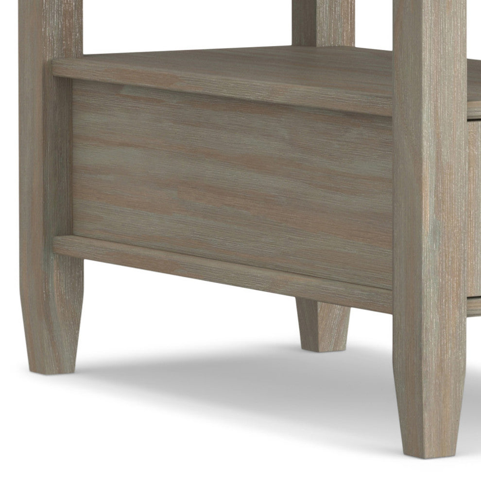Warm Shaker Solid Wood 14" Rustic Narrow Side Table, Distressed Gray
