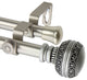 Galileo Double 13/16 inch dia. Curtain Rod, Antique Brass, 66-120"