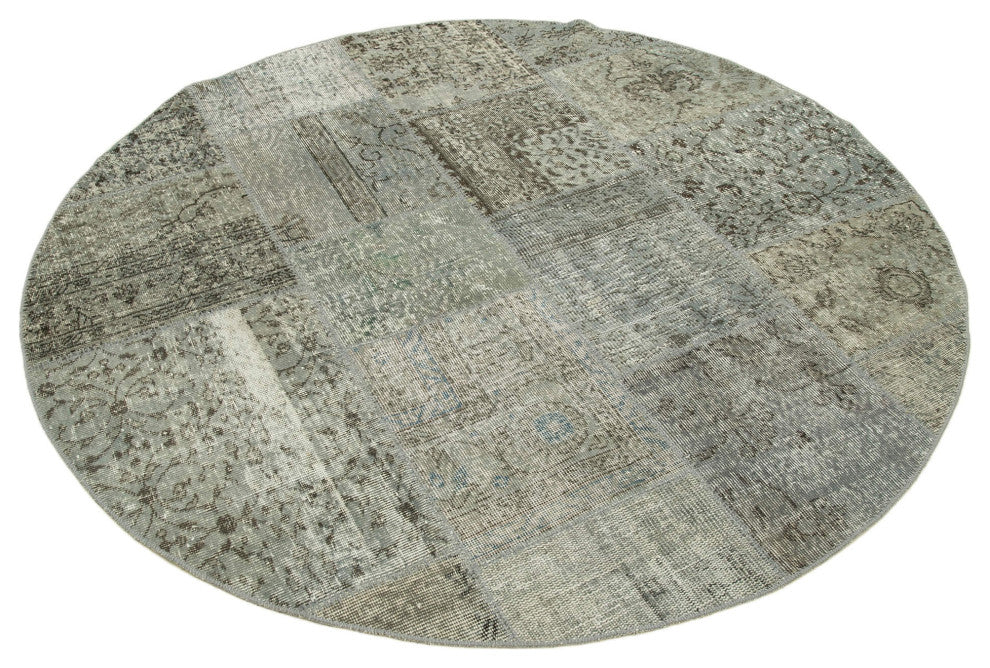 Rug N Carpet - Handwoven Anatolian 5' 11" x 5' 11" Small Round Patchwork Rug