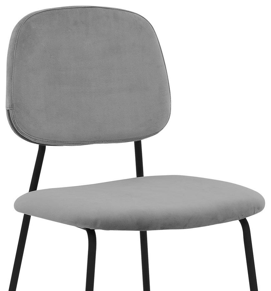 Lucy Grey Velvet and Metal Dining Room Chairs - Set of 2