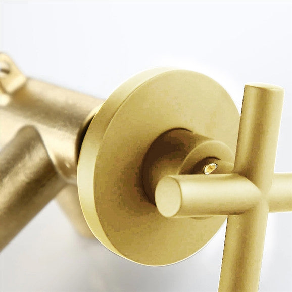 Rennes Polished Gold Finish Wall Mount Dual Cross Handle Bathroom Faucet