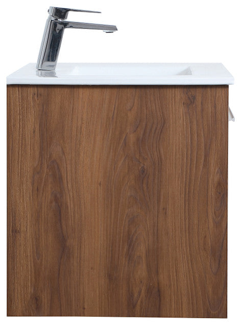 30" Single Bathroom Floating Vanity, Walnut Brown