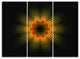 "Psychedelic Yellow Fractal Flower" Metal Wall Art, 3 Panels, 36"x28"