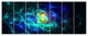 Blue Glowing Bubbles Time, Abstract Wall Art Canvas, 83"x32", 7 Panels