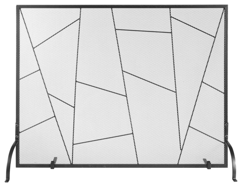 VEVOR 35.6"x28.4" Fireplace Screen 1-Panel Iron Mesh Spark Guard Modern